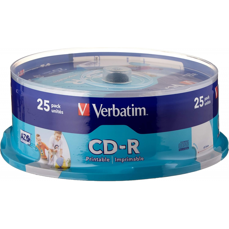 CDS VERBATIM CD-R INKJET PRINTABLE 700MB 52X SPINDLE 25UNID  Referência: 43439