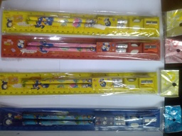 Kit escolar c/ 2 lápis com borracha, Régua