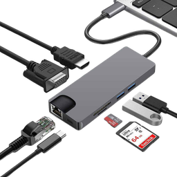 Computador e acessórios, Tecnologia, TV &amp; Áudio, Vídeos e jogos HUB TYPE C TO 8 IN 1